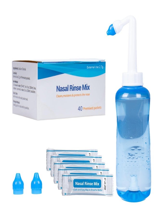 coldpa Sinus Rinse Bottle Kit for Adults - Gentle No Burn Nasal Wash with 40 Saline Packets | Easy Squeeze Nasal Irrigation Bottle for Allergy & Sinus Relief, Daily Nose Cleaner (1+40 PCS) - Image 1